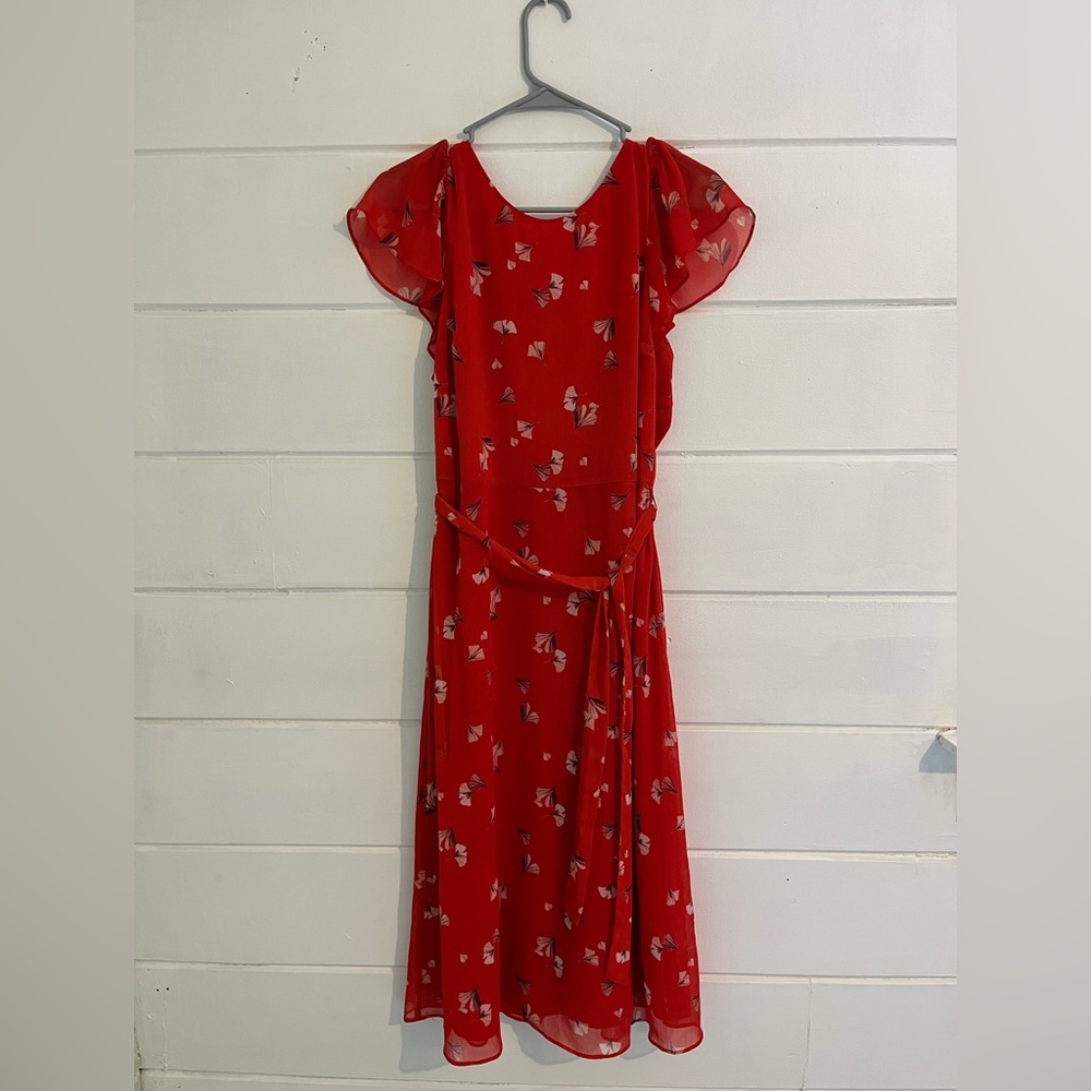 Red Floral Banana Republic Dress